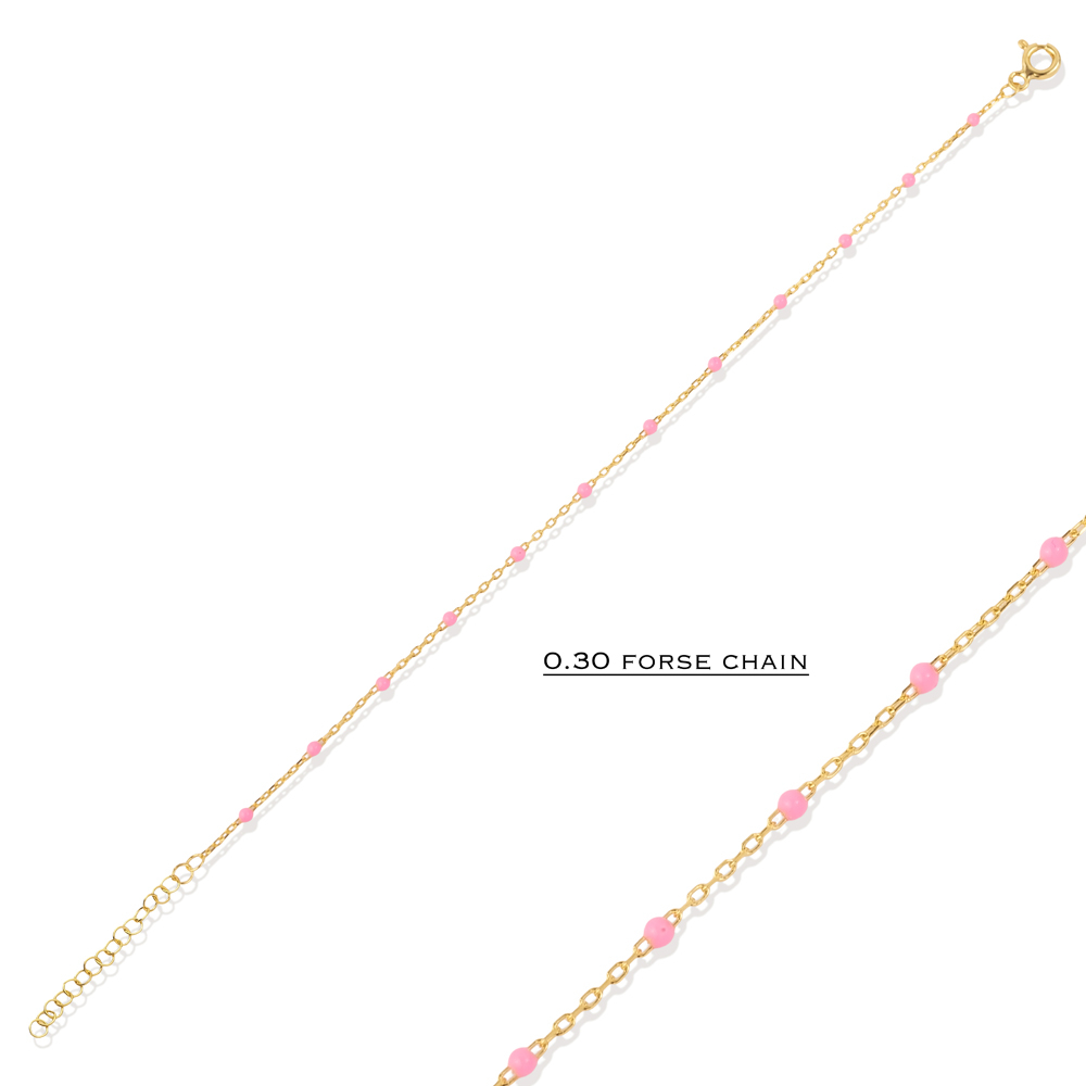 Light Pink Color Enamel 925 Chain Bracelet