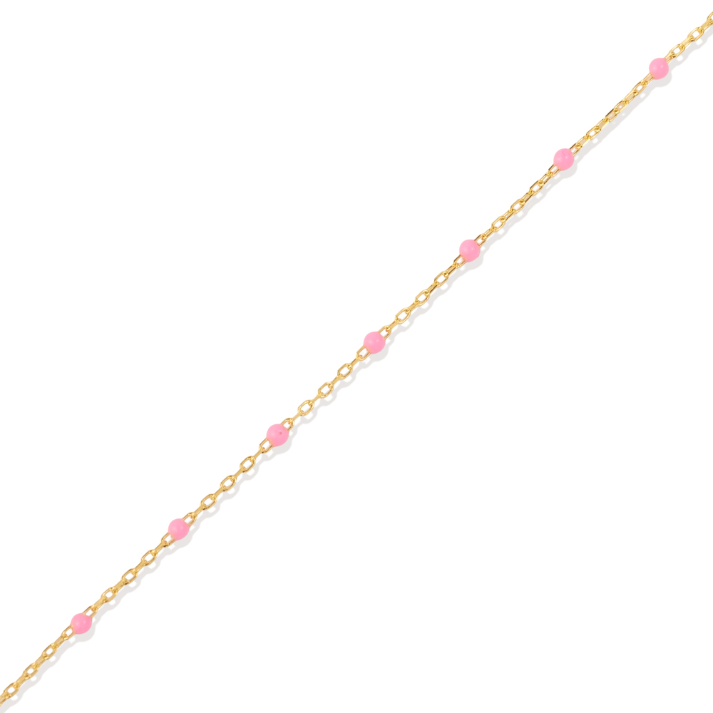 Light Pink Color Enamel 925 Chain Bracelet
