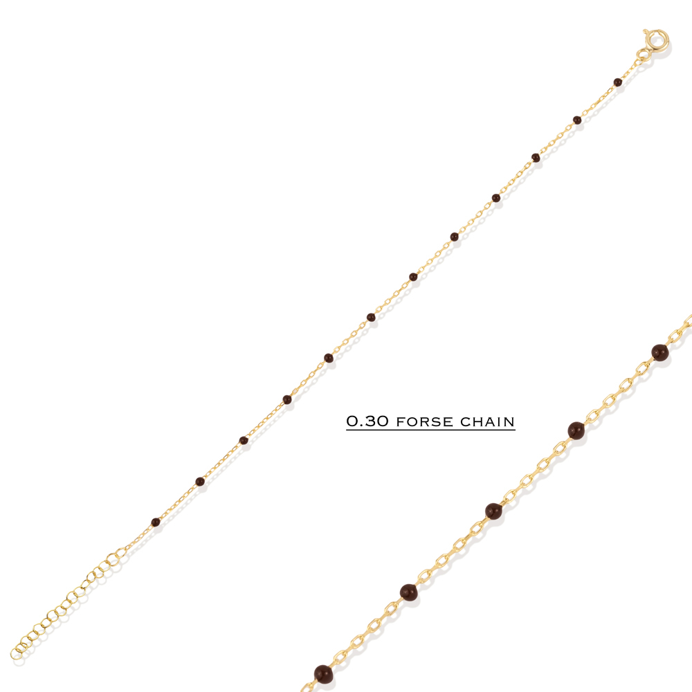 Brown Color Enamel 925 Chain Bracelet