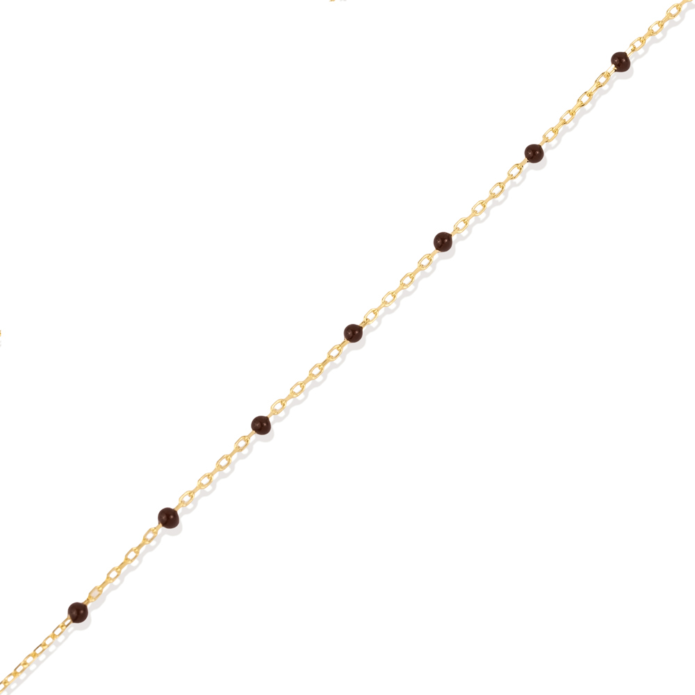 Brown Color Enamel 925 Chain Bracelet