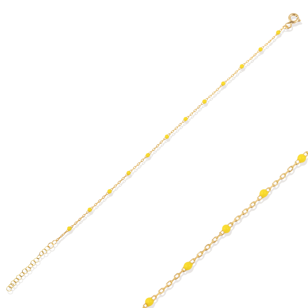 Yellow Color Enamel 925 Chain Bracelet