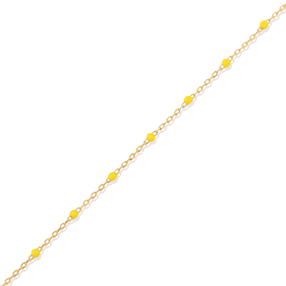Yellow Color Enamel 925 Chain Bracelet