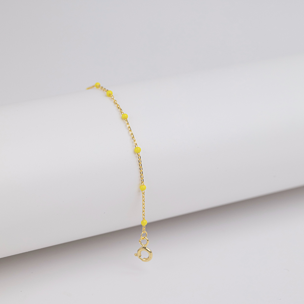 Yellow Color Enamel 925 Chain Bracelet
