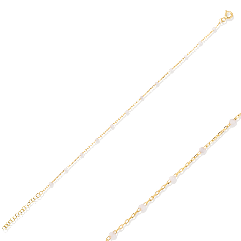 White Color Enamel 925 Chain Bracelet