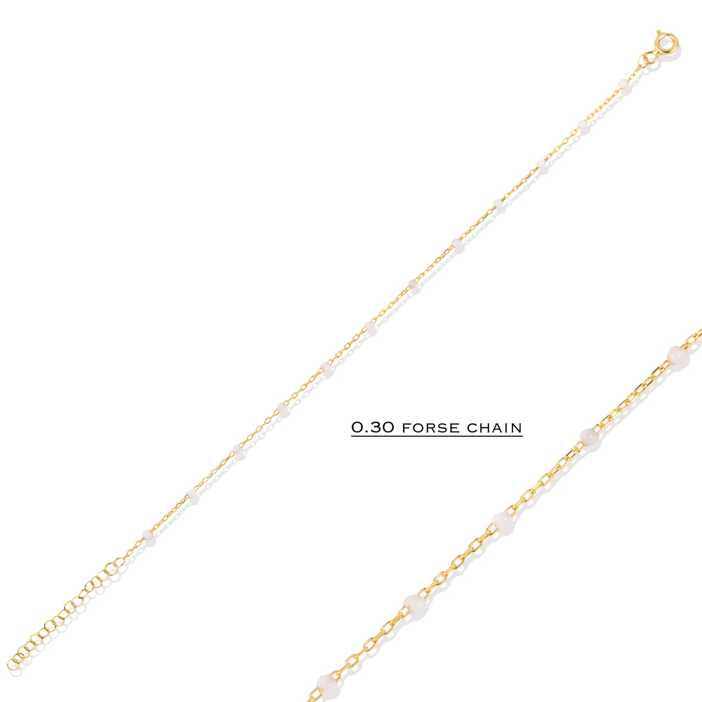 White Color Enamel 925 Chain Bracelet