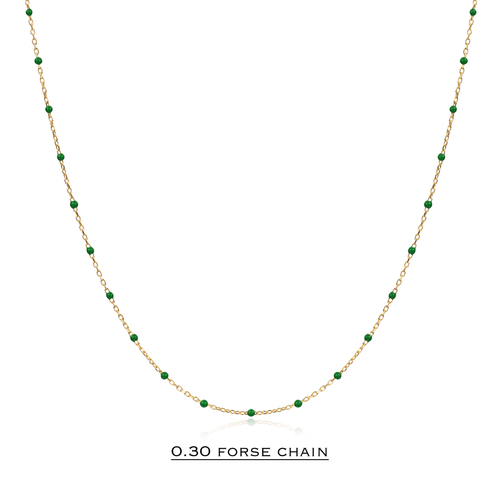 Green Color Enamel 925 Chain Necklace