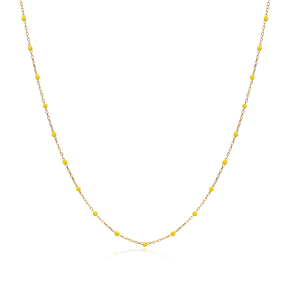 Yellow Color Enamel 925 Chain Necklace