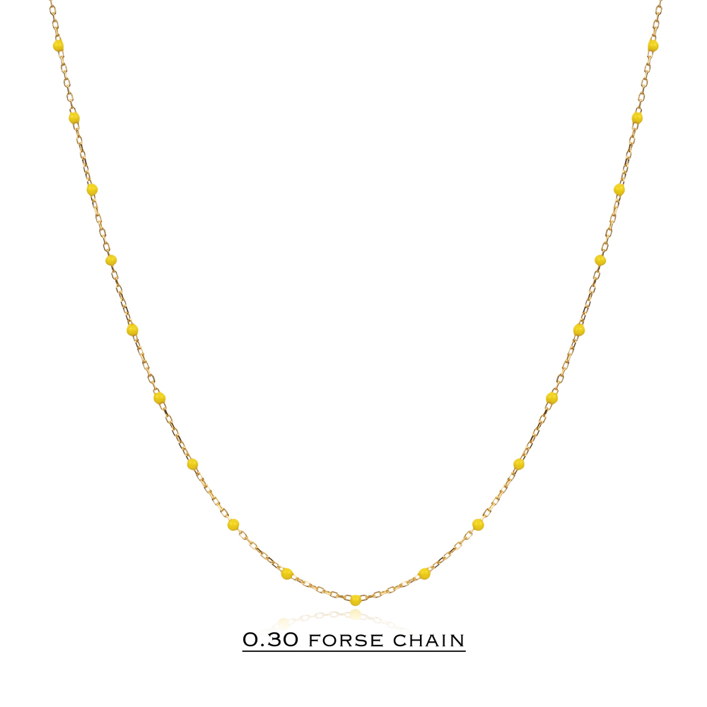 Yellow Color Enamel 925 Chain Necklace