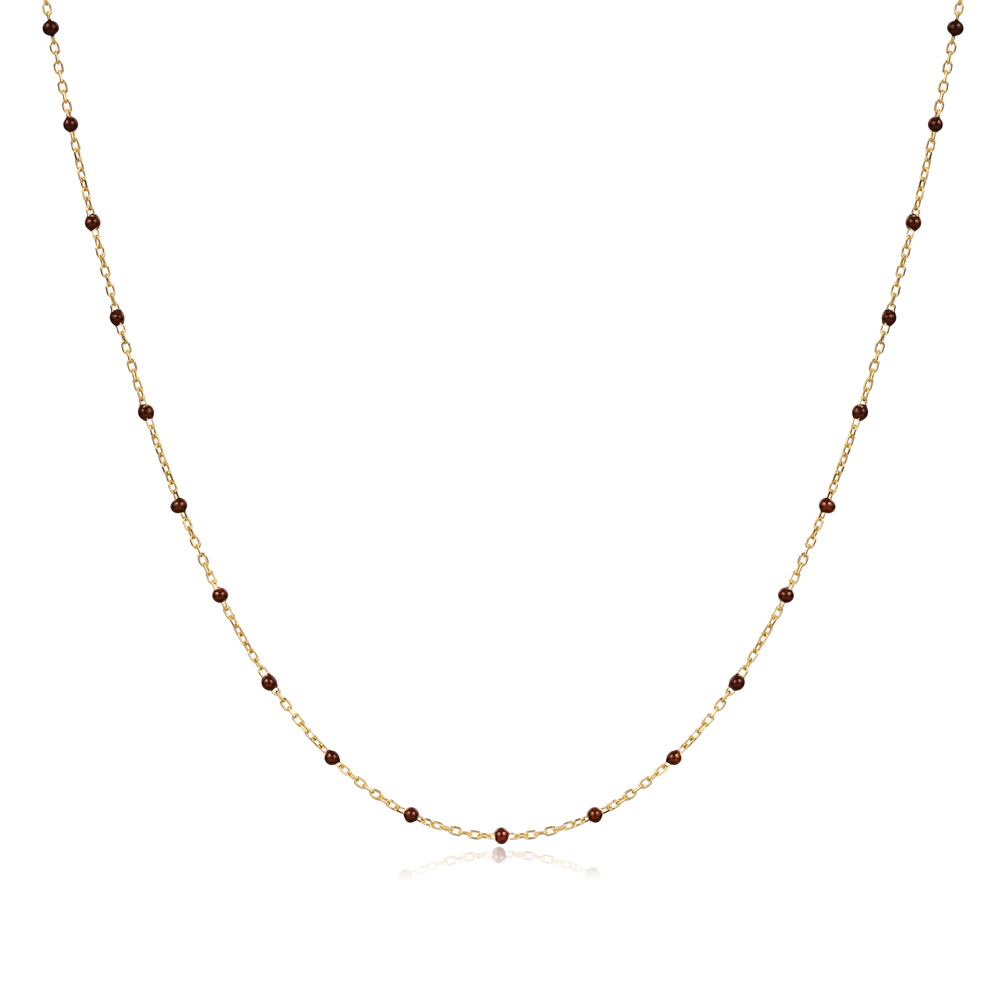 Brown Color Enamel 925 Chain Necklace