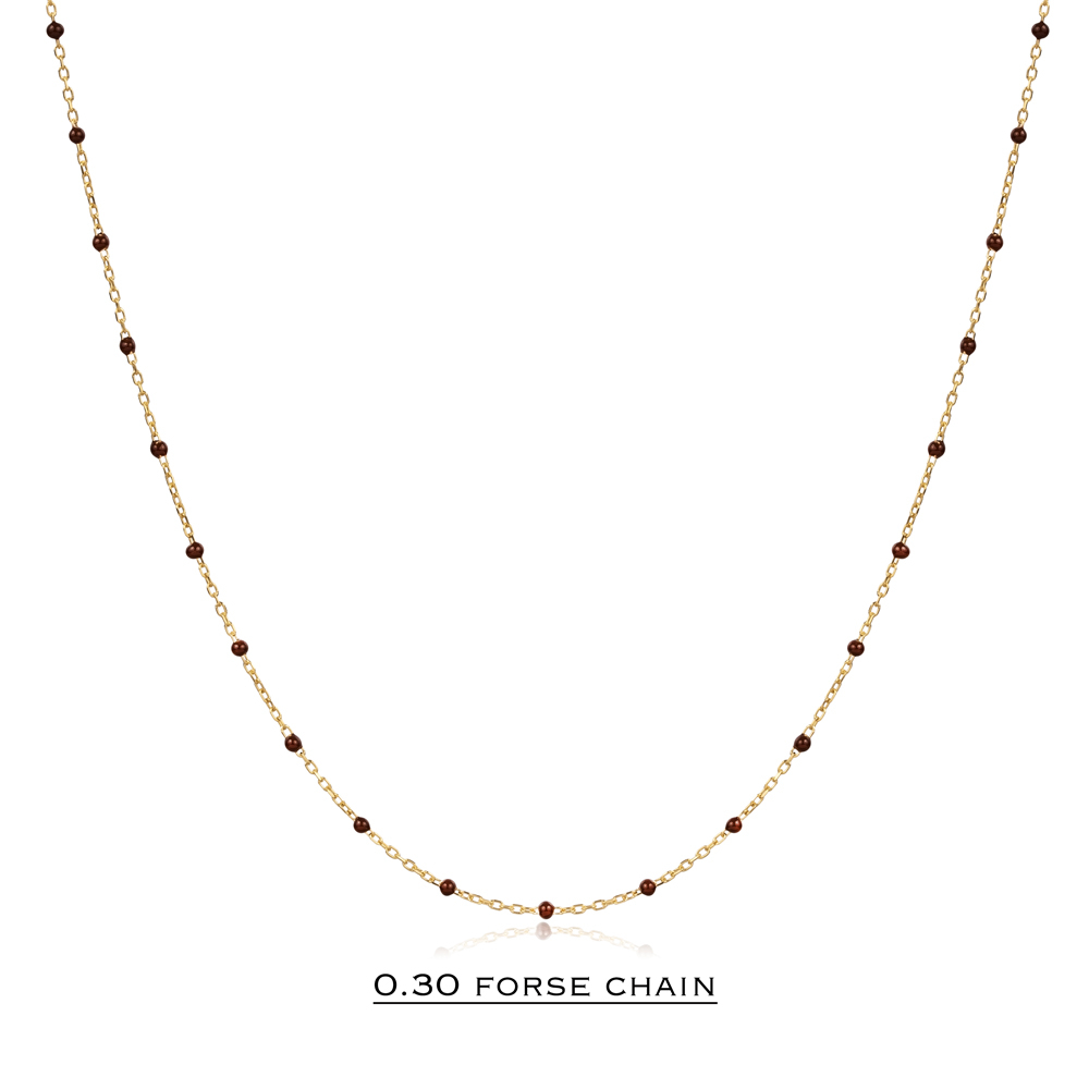 Brown Color Enamel 925 Chain Necklace