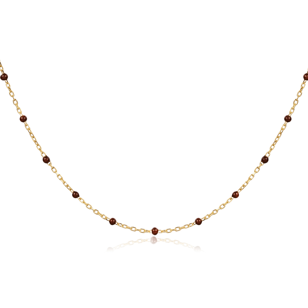 Brown Color Enamel 925 Chain Necklace