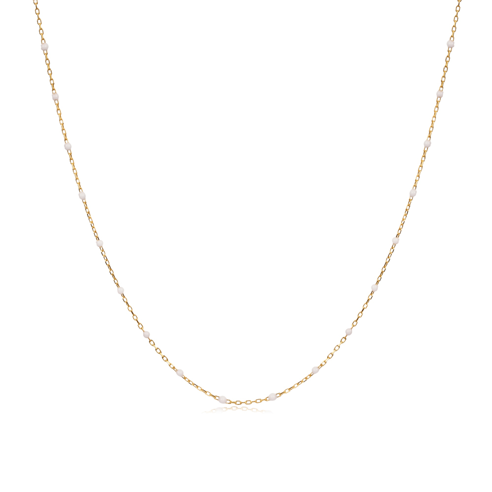 White Color Enamel 925 Chain Necklace