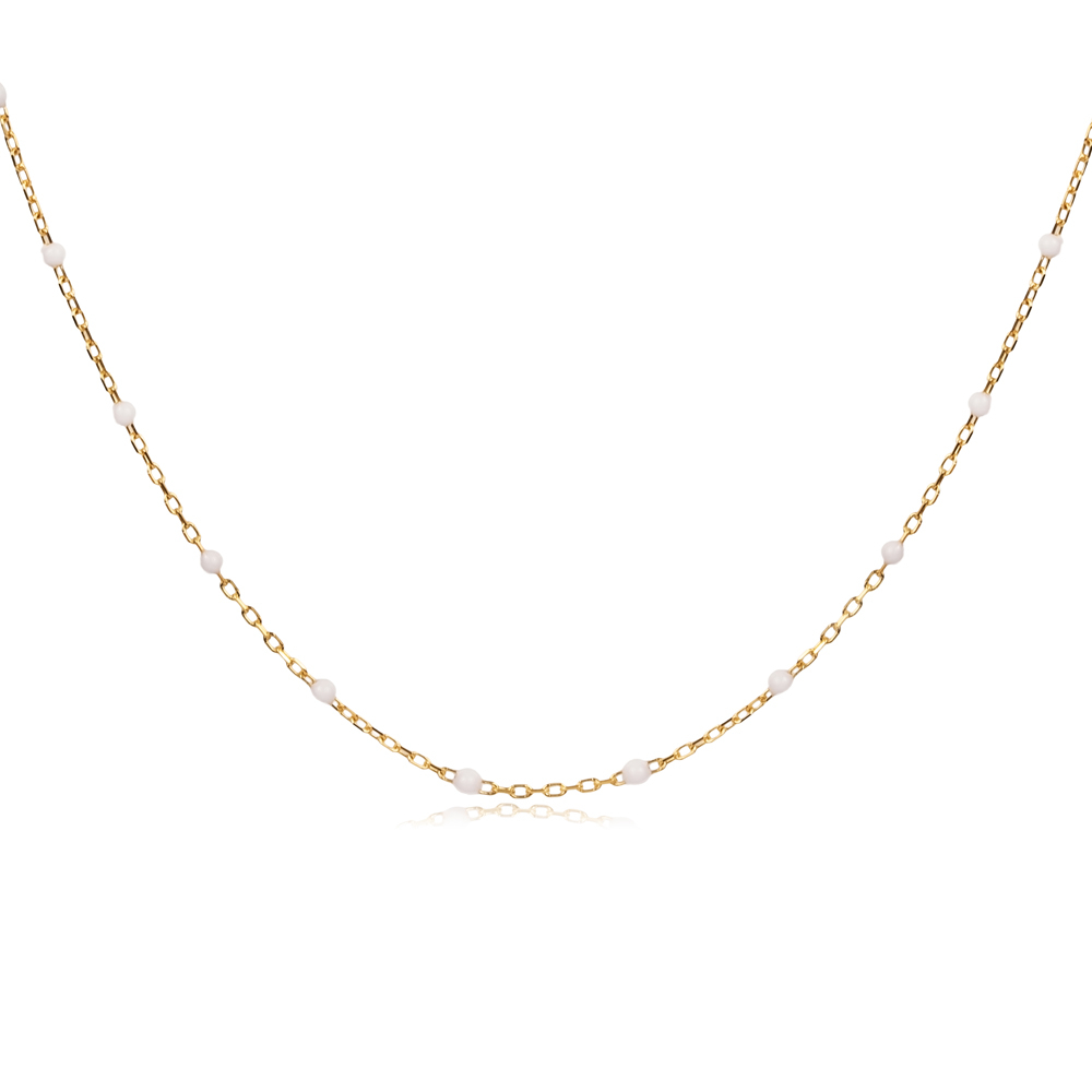 White Color Enamel 925 Chain Necklace