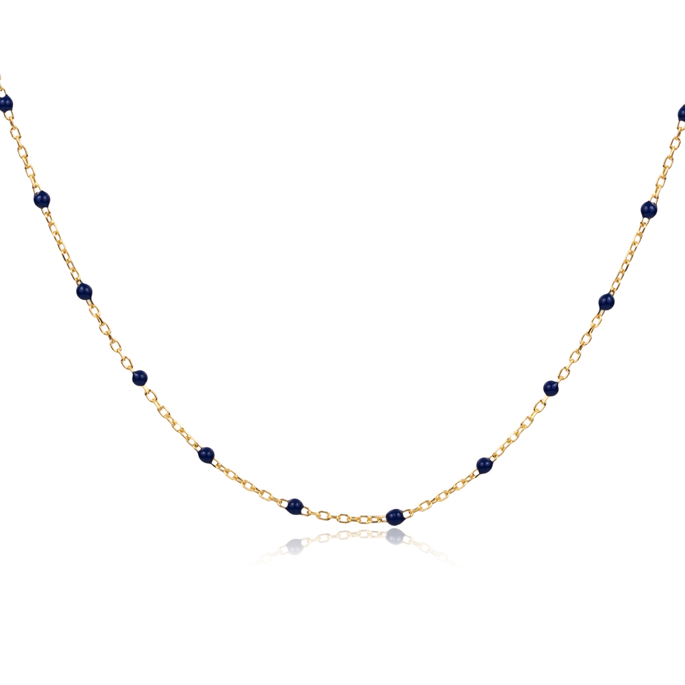 Dark Blue Color Enamel 925 Chain Necklace