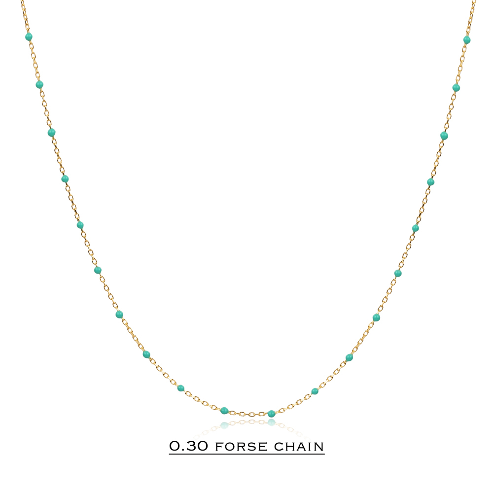 Mint Green Color Enamel 925 Chain Necklace