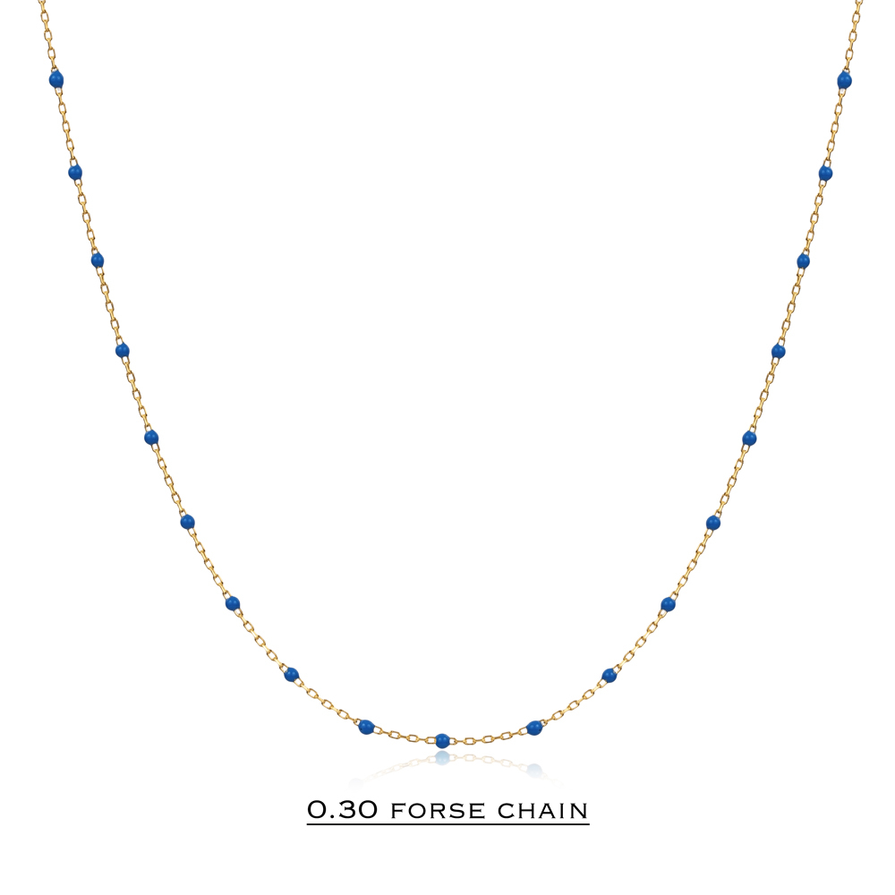 Blue Color Enamel 925 Chain Necklace