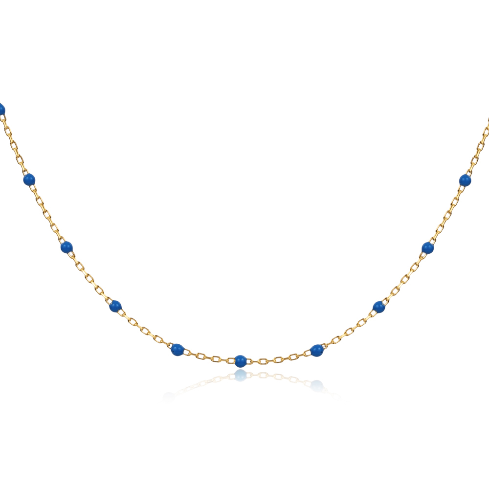 Blue Color Enamel 925 Chain Necklace