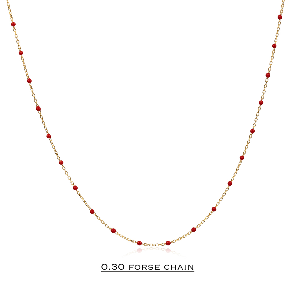 Red Color Enamel 925 Chain Necklace