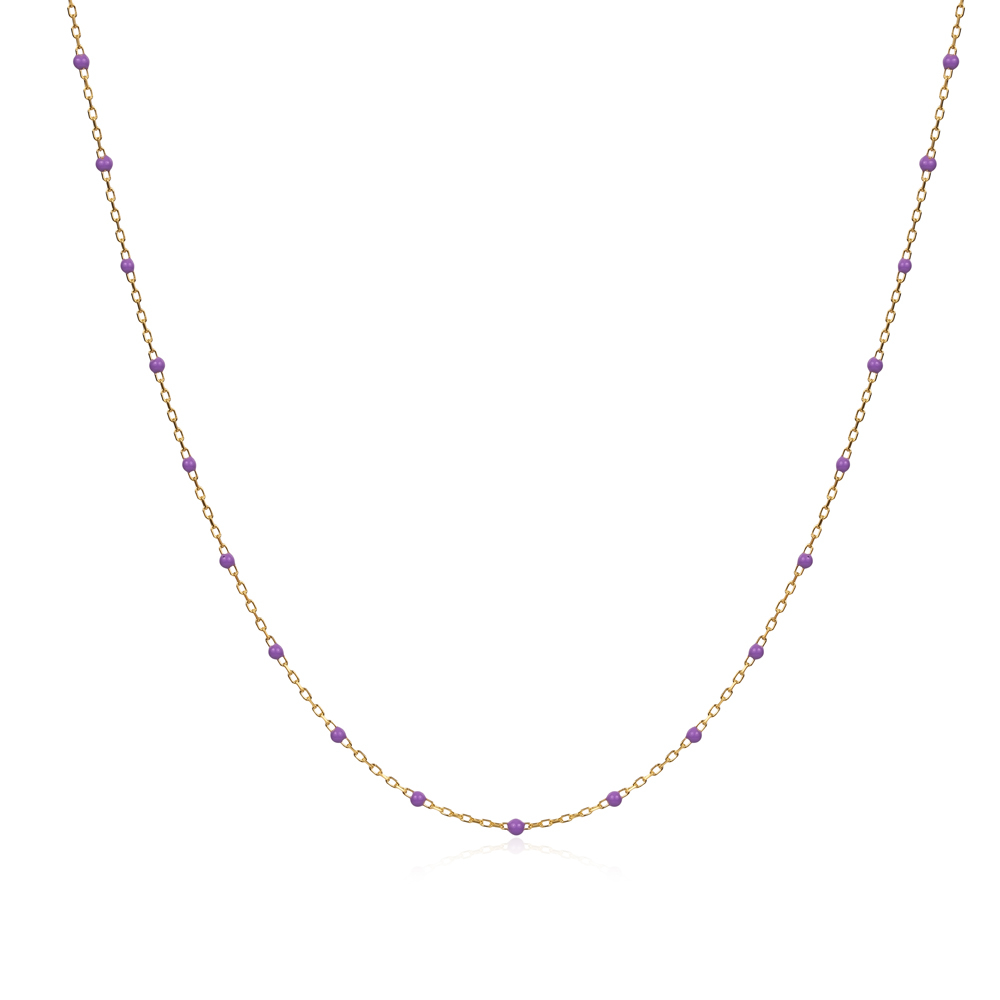 Purple Color Enamel 925 Chain Necklace