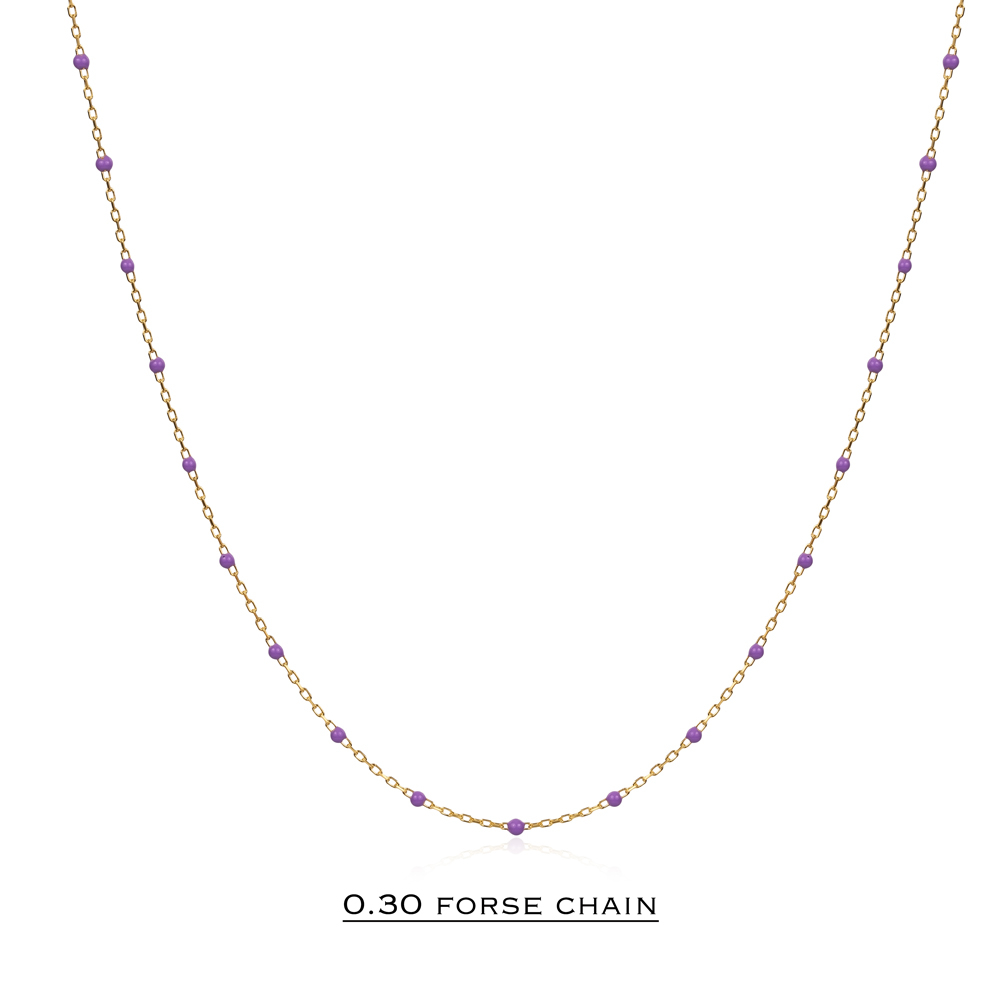 Purple Color Enamel 925 Chain Necklace