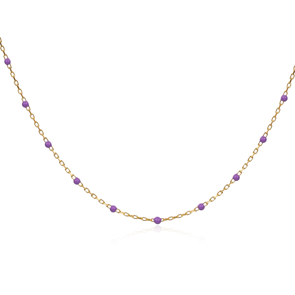 Purple Color Enamel 925 Chain Necklace