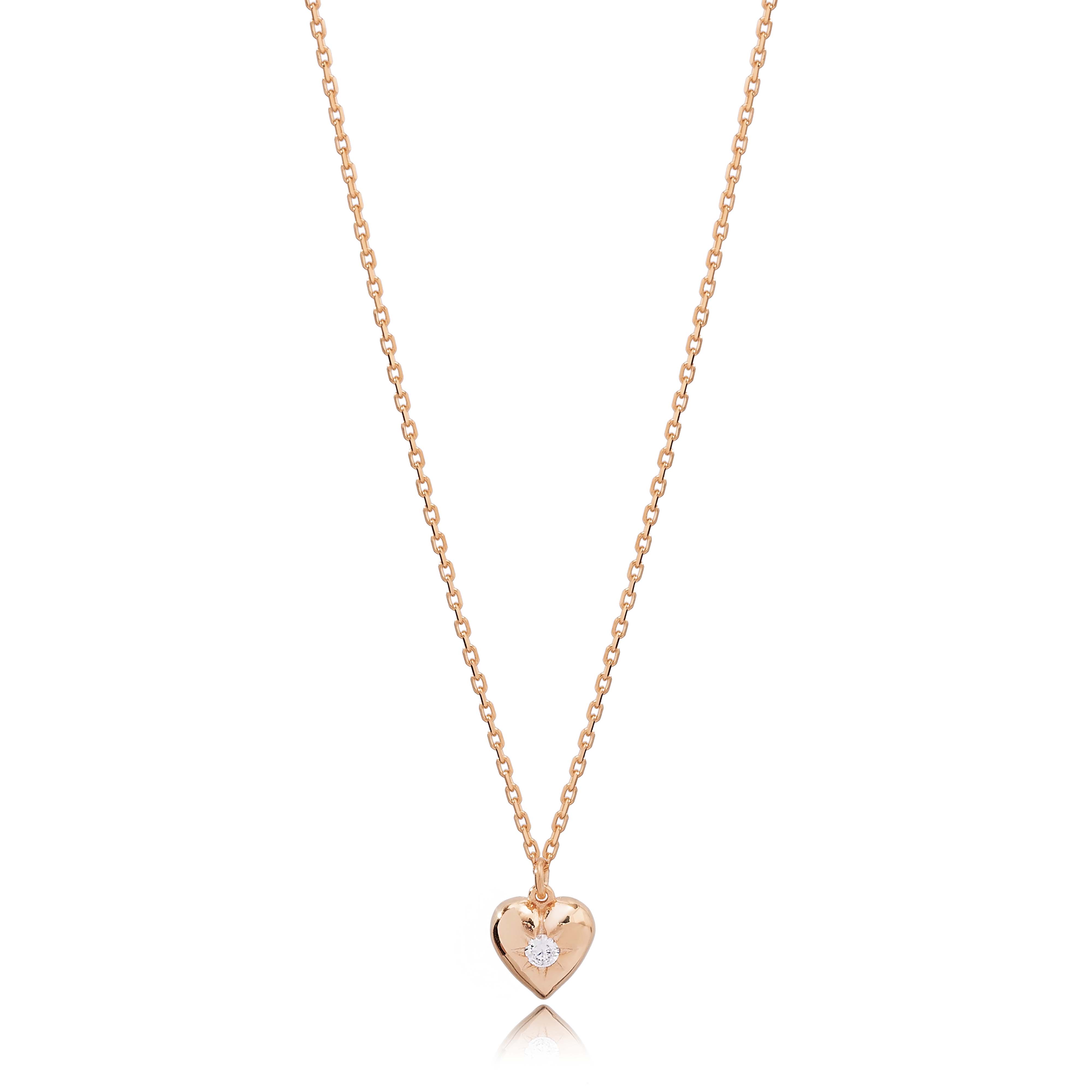 Unique Heart Design Zircon Stone Charm Necklace Turkish 925 Sterling Silver Jewelry