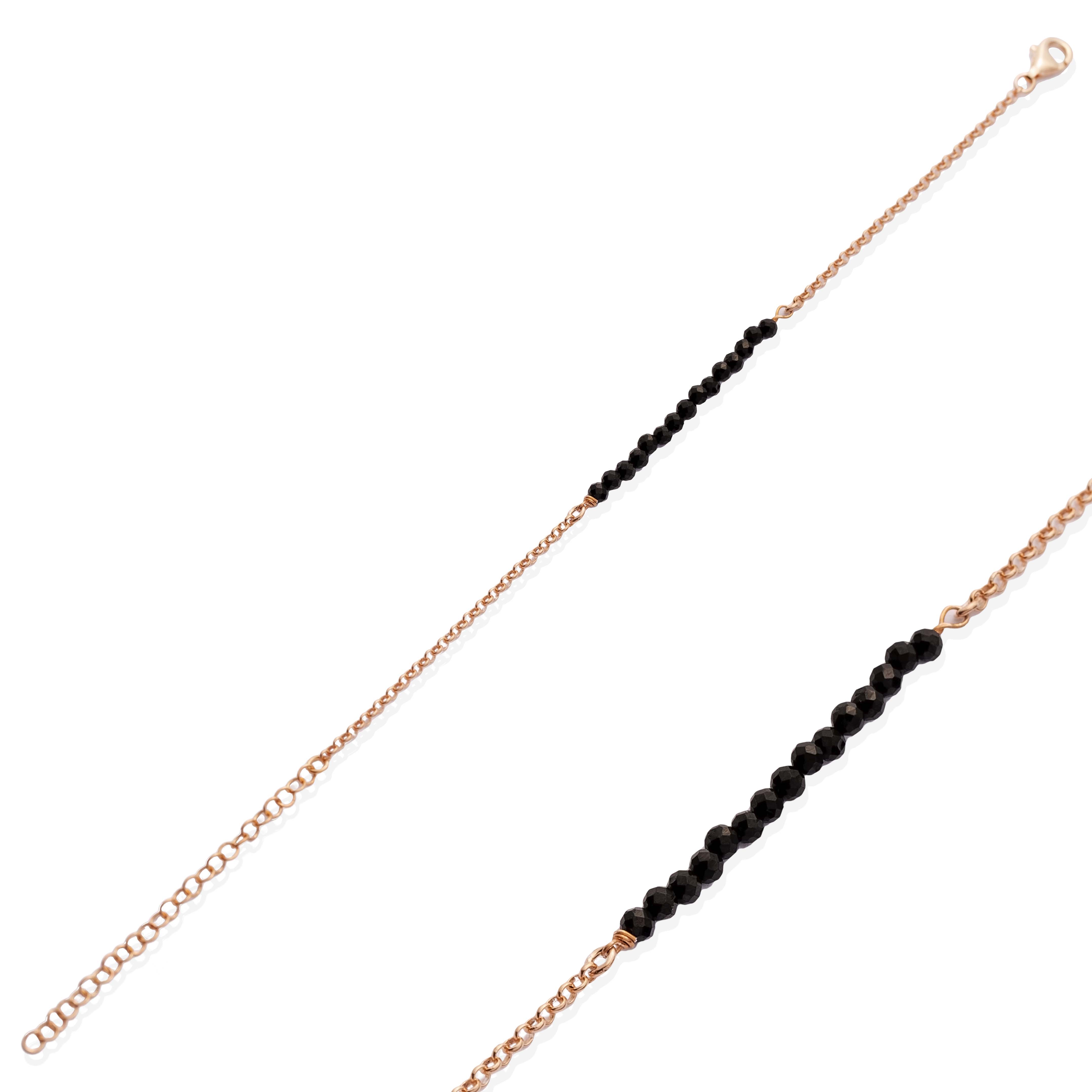 Minimalist Style Black Beads Wholesale Silver Beaded Bracelet
