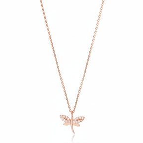 Dragonfly Design Silver Pendant Turkish Silver Necklace