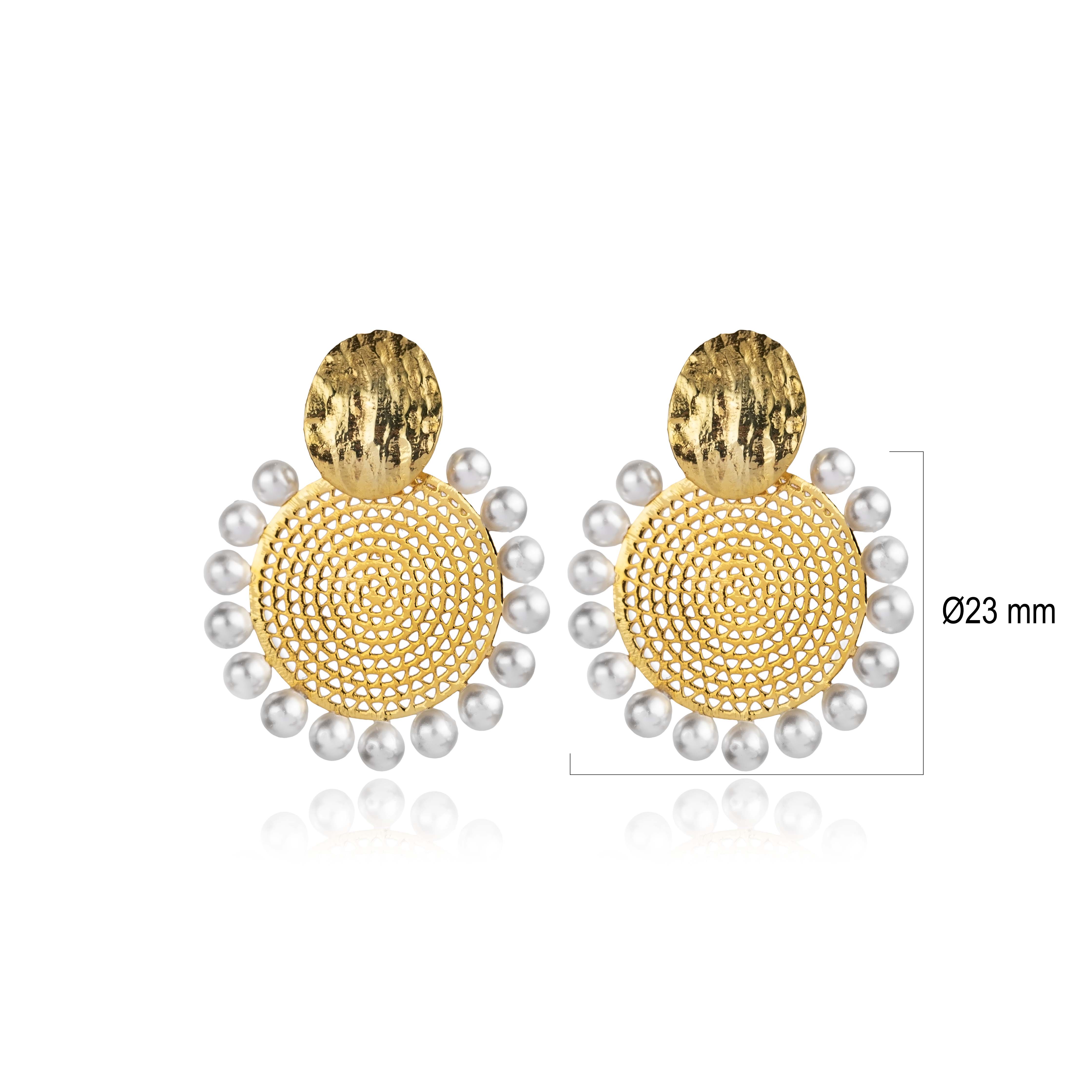 Pearl Circle Round Vintage Earrings