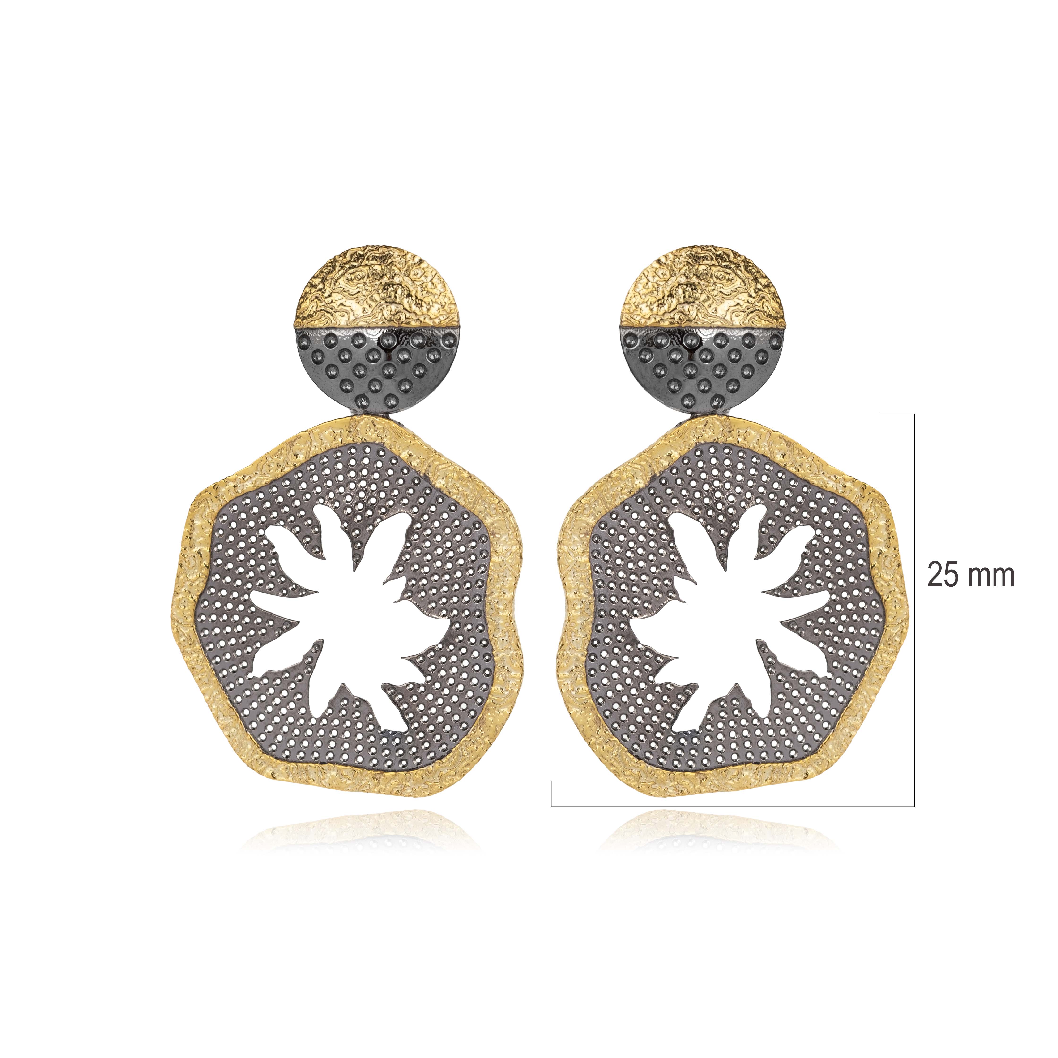 Floral Design 925 Silver Vintage Earrings
