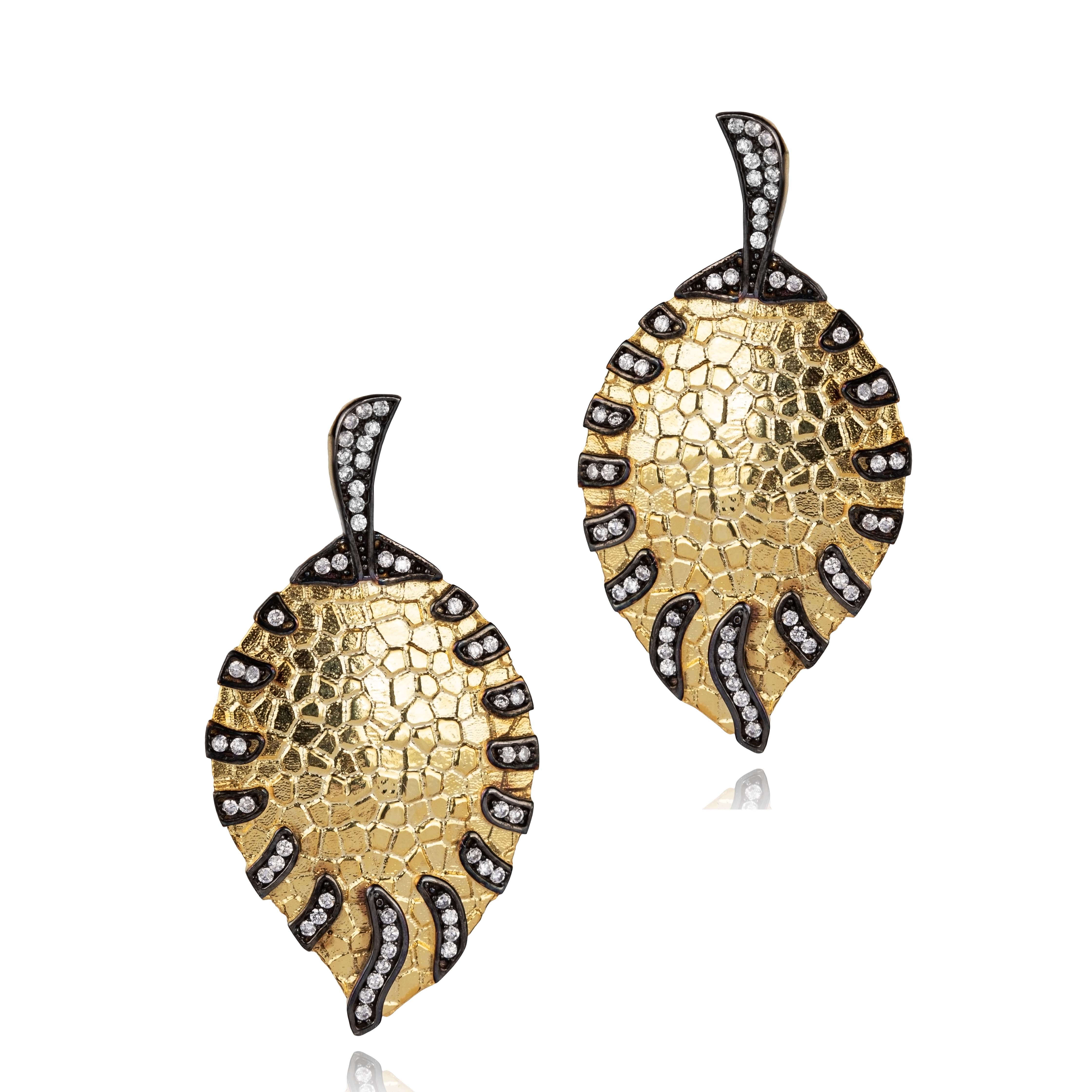 Exotic Pattern Design 925 Vintage Earrings