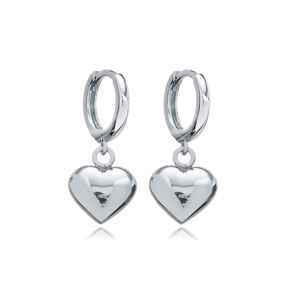 Silver Bubble Heart Charm Dangle Earring