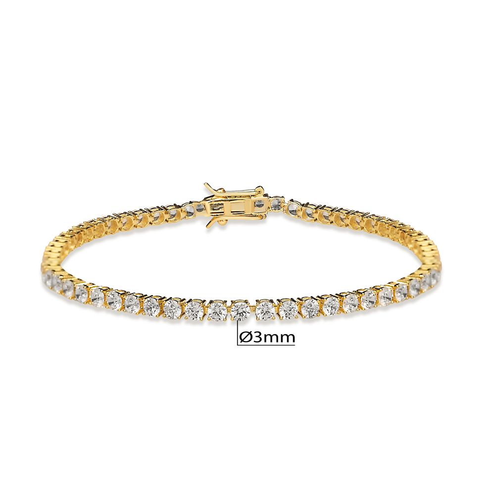 3 mm Round 925 Silver Tennis Bracelet