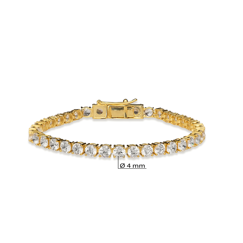 4 mm Round 925 Silver Tennis Bracelet