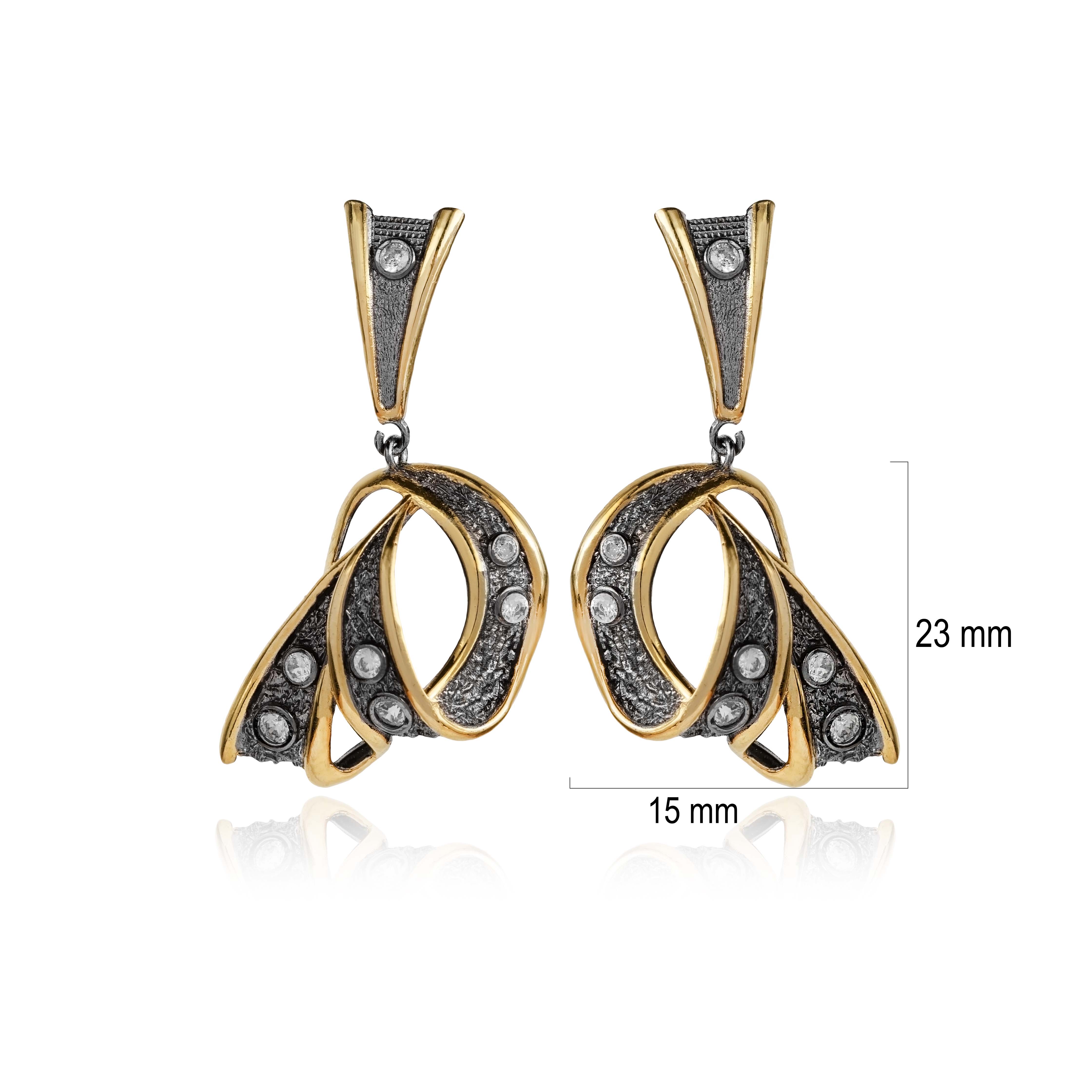 925 Silver Wholesale Two Tone Dangle Earrings
