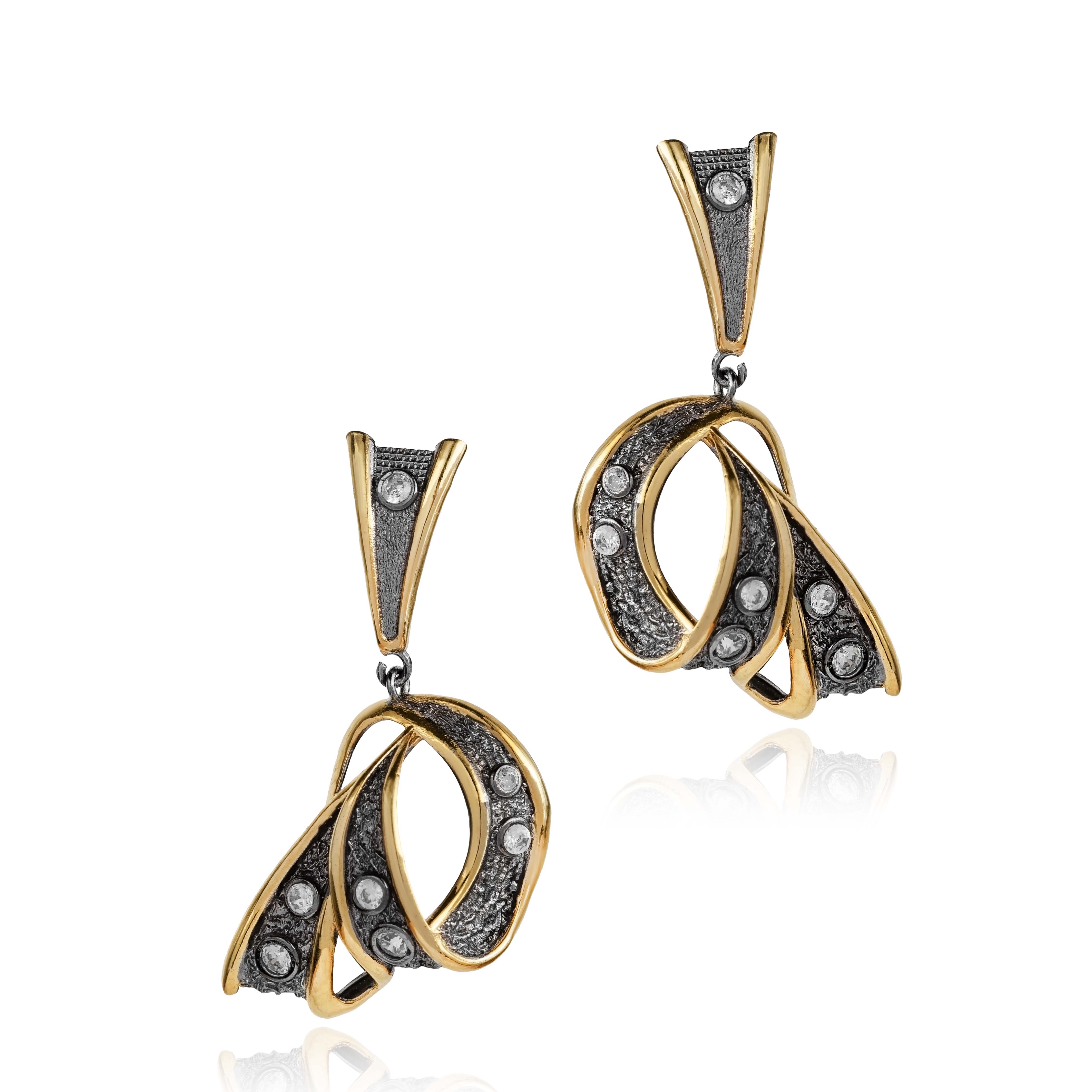 925 Silver Wholesale Two Tone Dangle Earrings