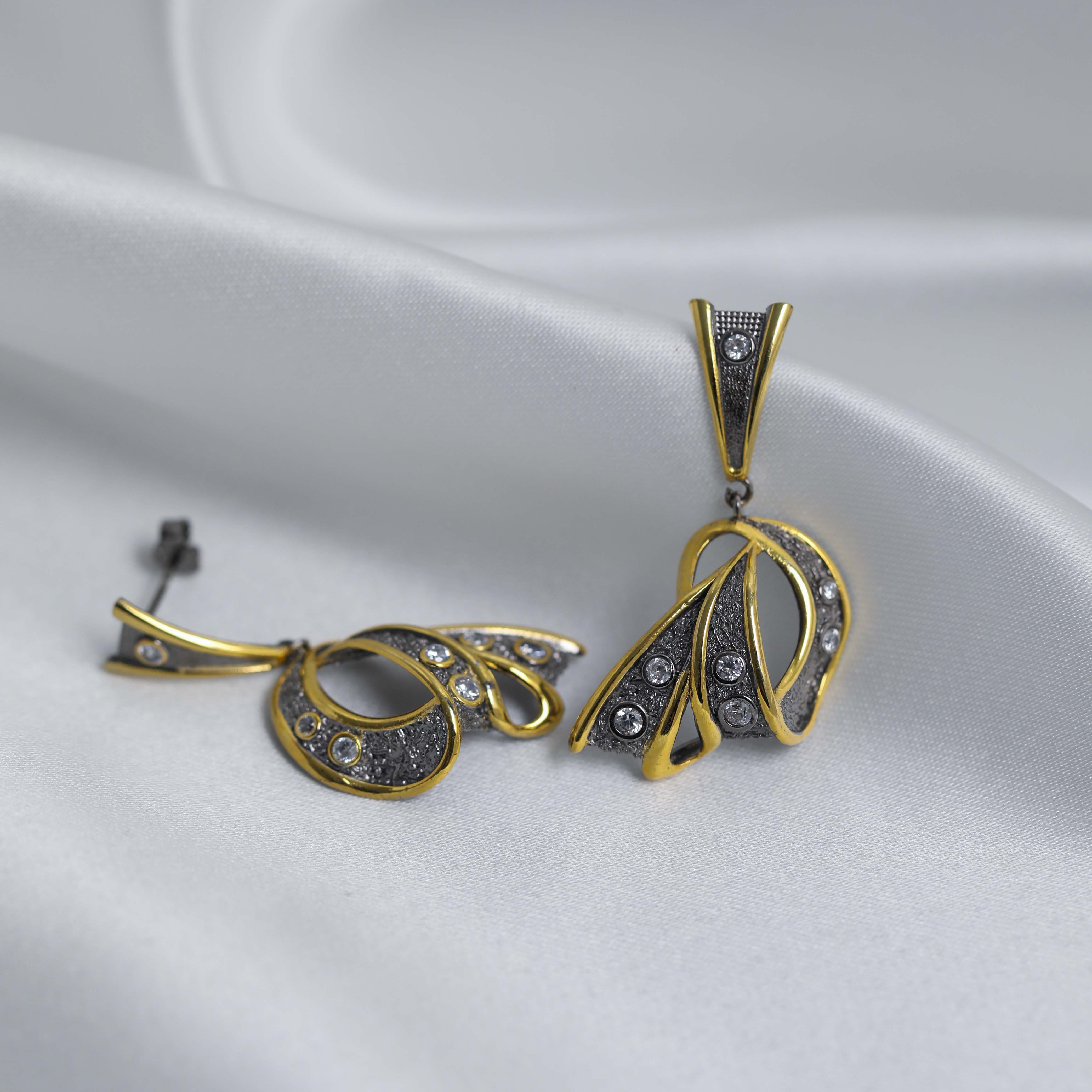 925 Silver Wholesale Two Tone Dangle Earrings