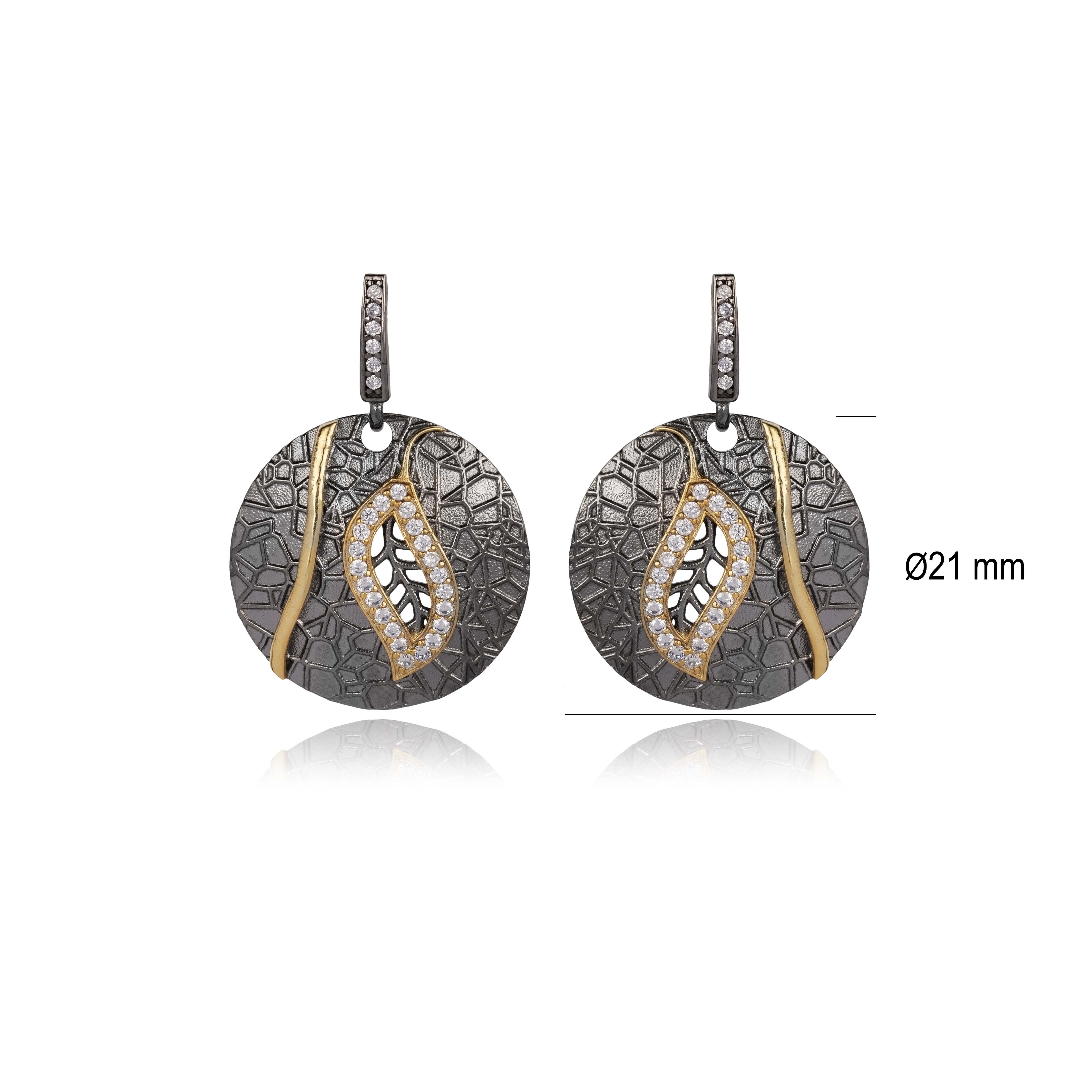 Filigree Leaf Turkish 925 Silver CZ Earrings