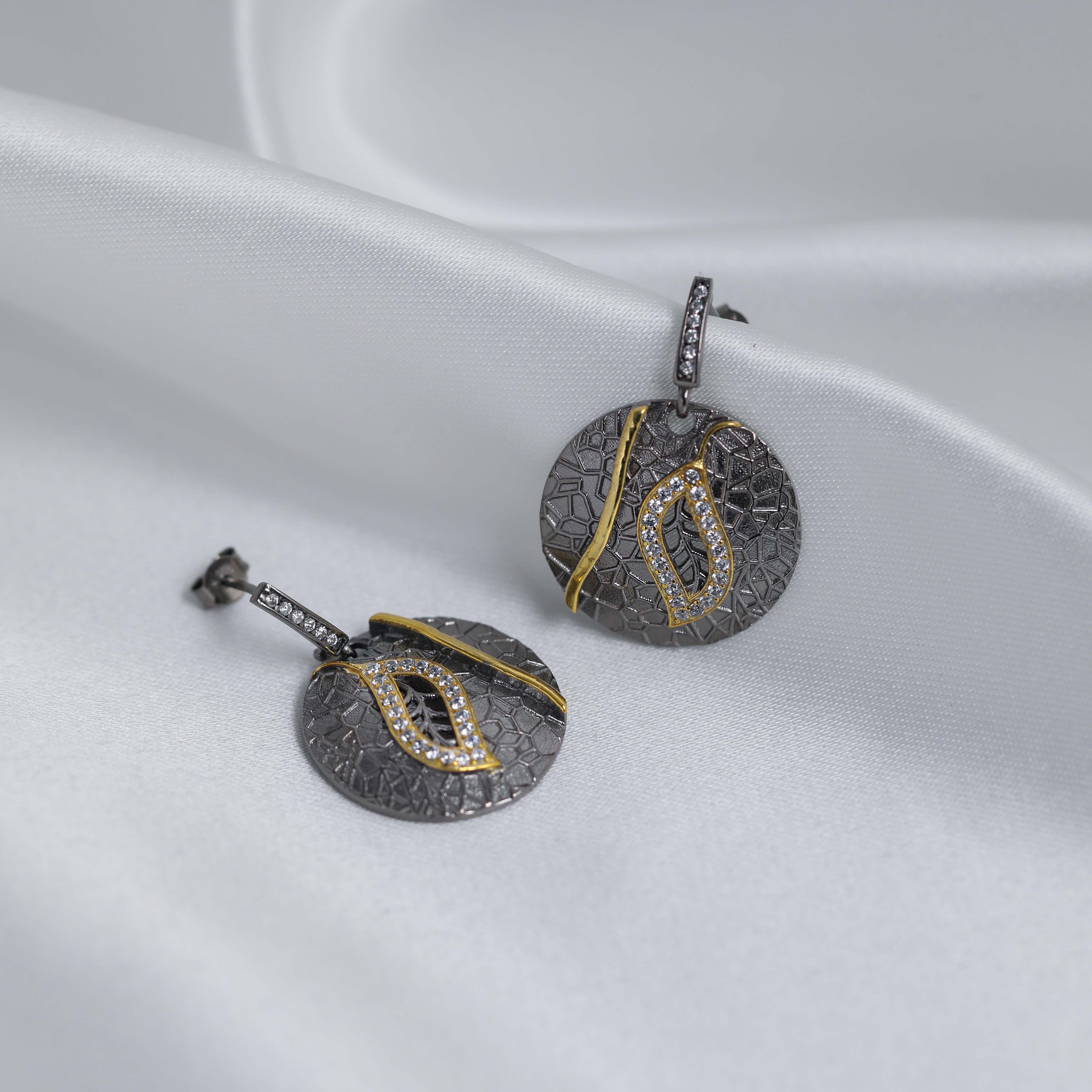 Filigree Leaf Turkish 925 Silver CZ Earrings