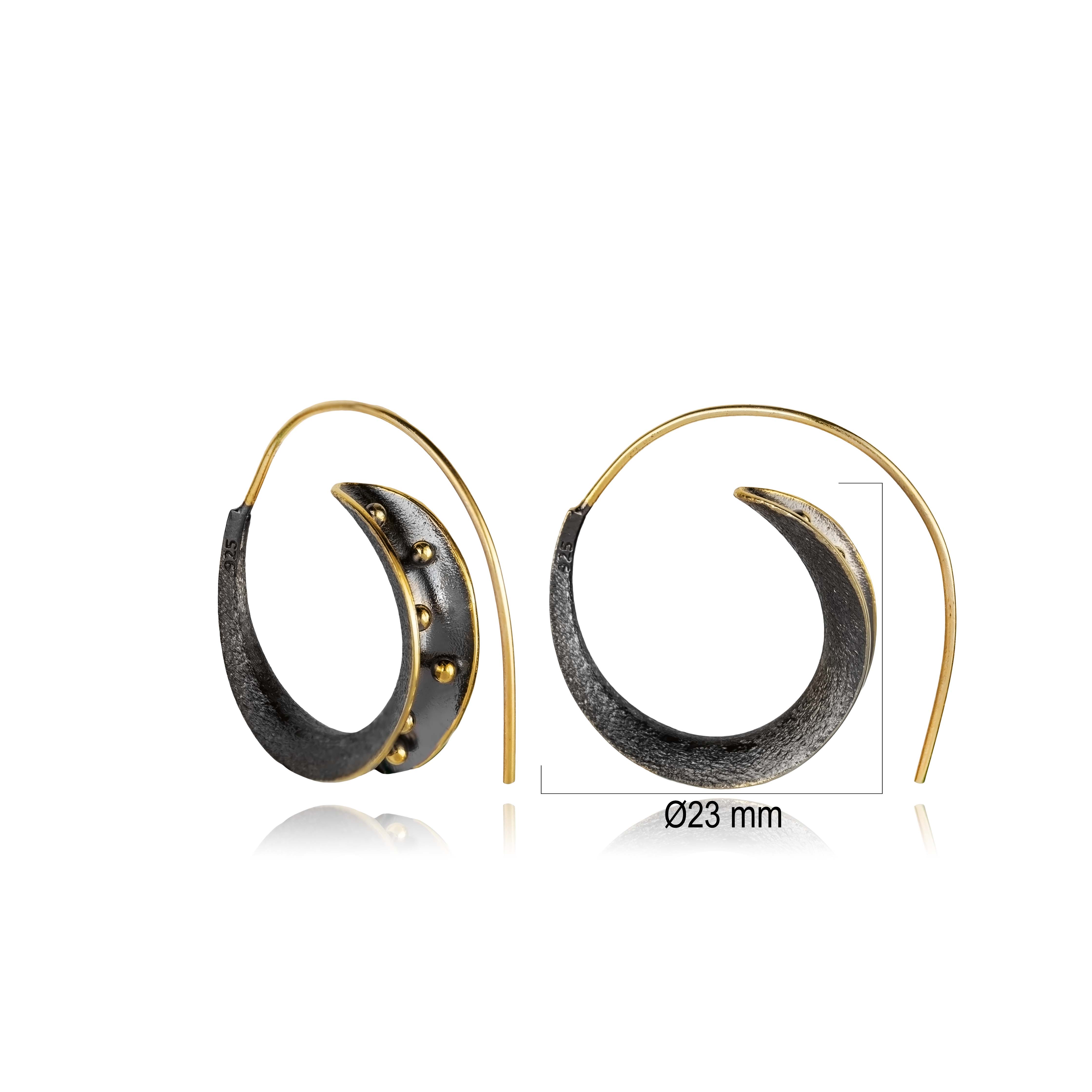 Boho Turkish 925 Sterling Silver Hoop Earrings
