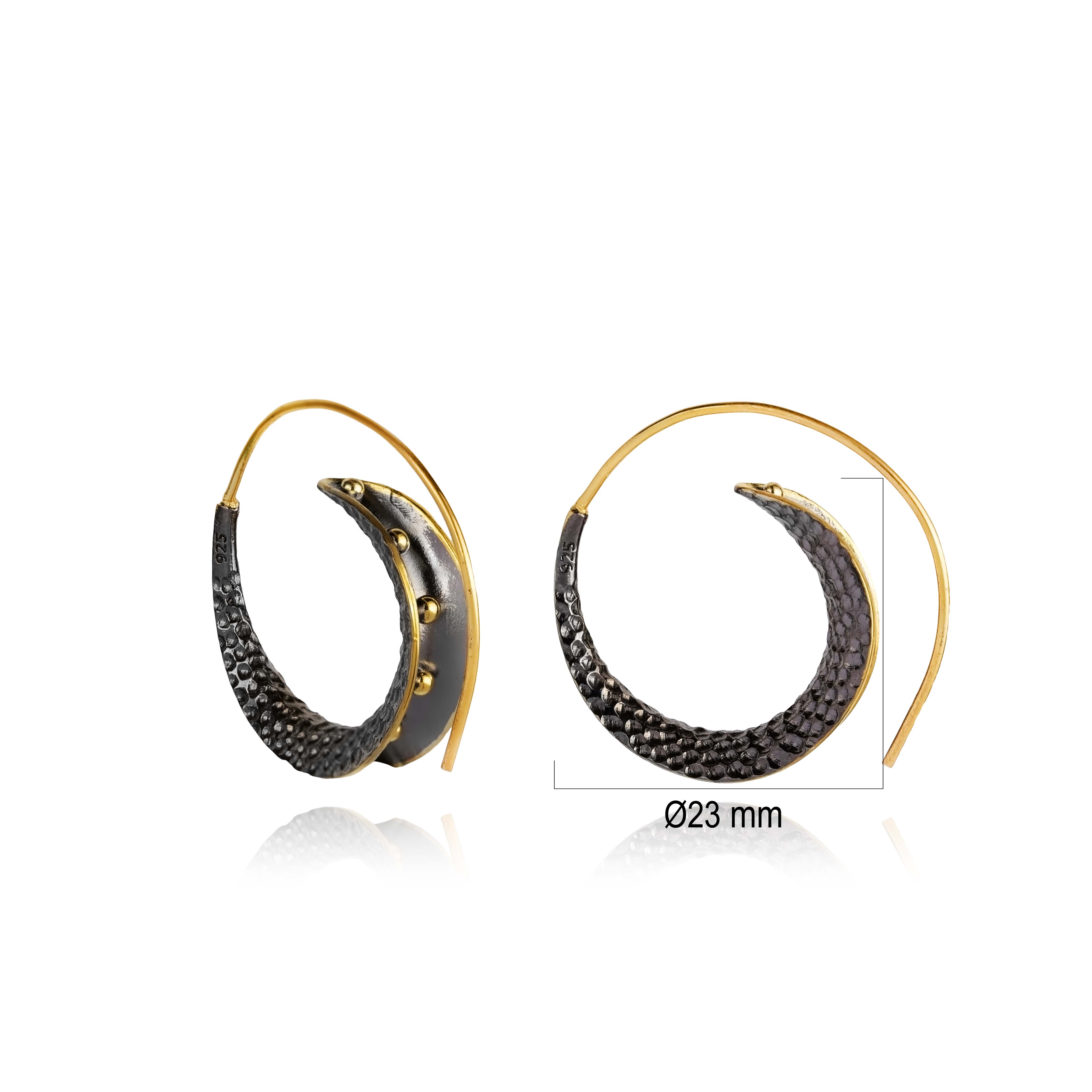 Tribal Boho Turkish 925 Silver Spiral Hoops