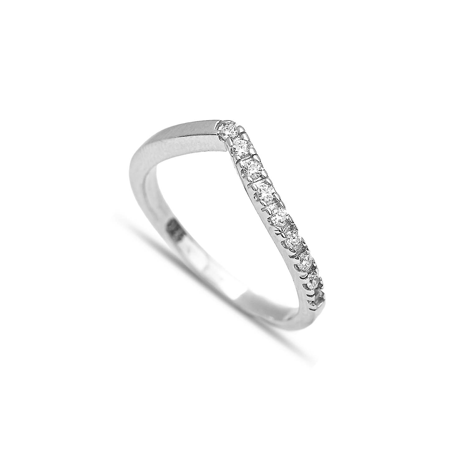 CZ Stone 925 Silver Aurora V Ring