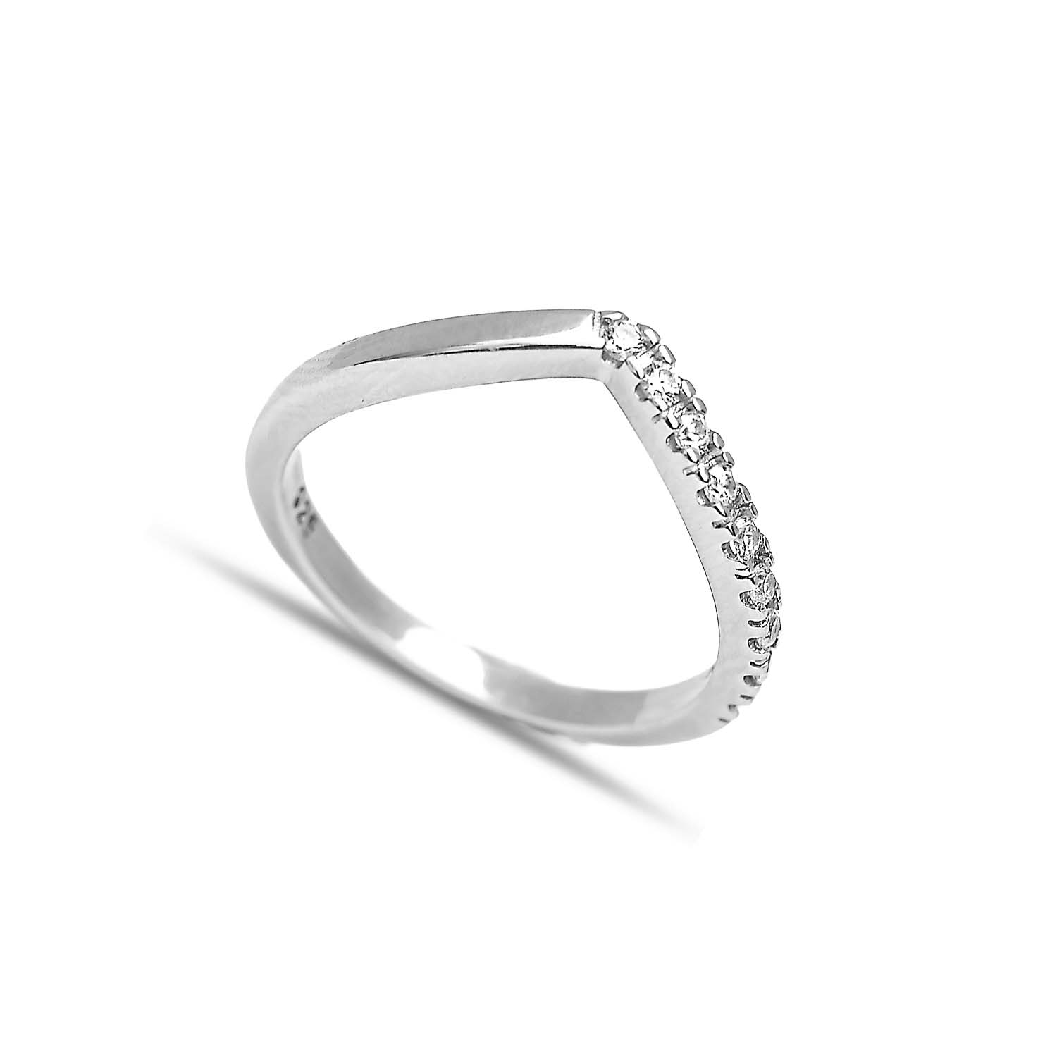 CZ Stone 925 Silver Aurora V Ring