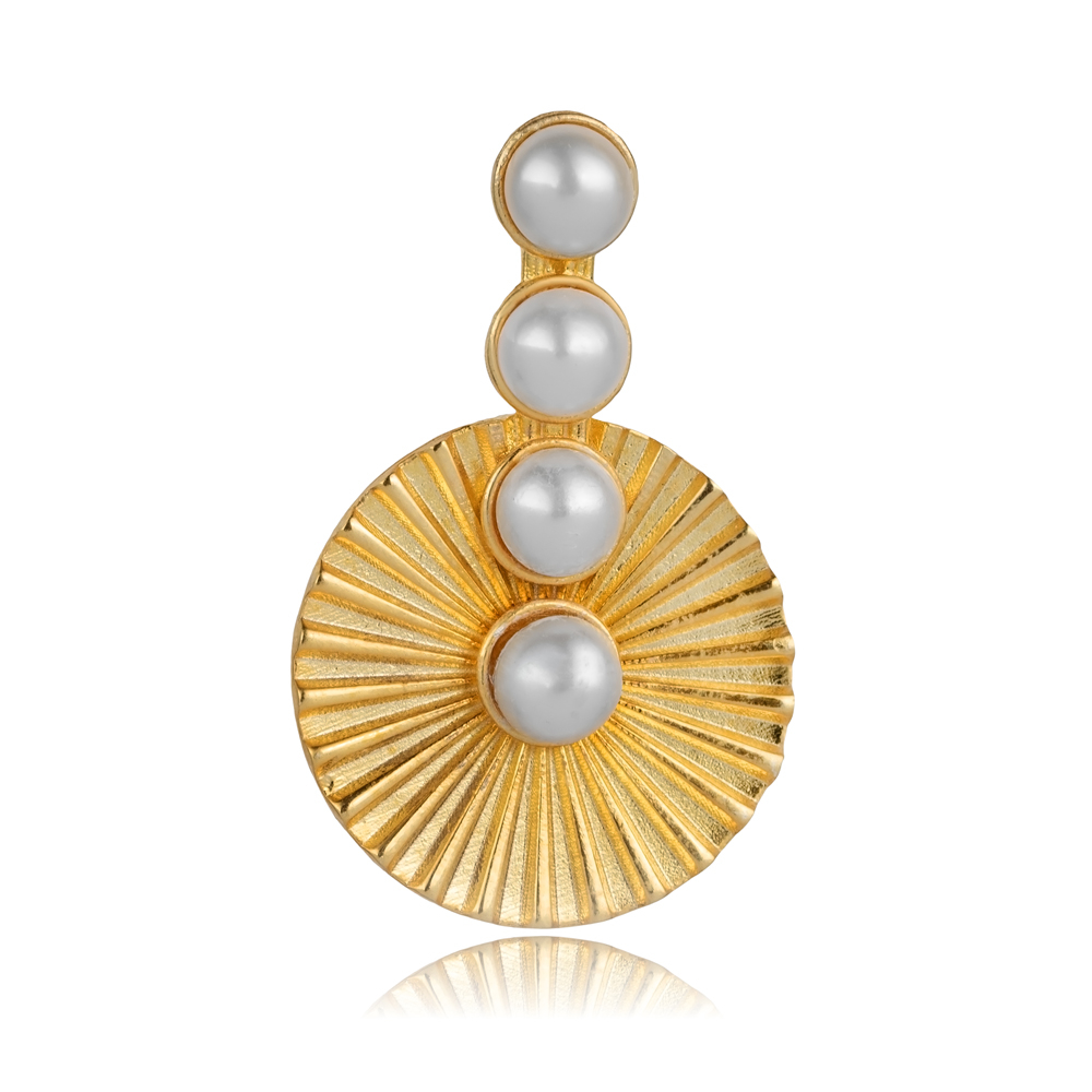 Golden Sunburst Pearl Vintage Pendant Charm
