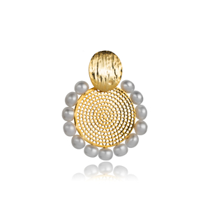 Pearl Circle Round Vintage Pendant Charm