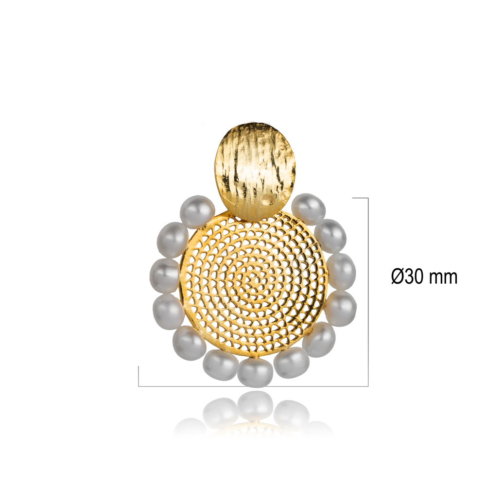 Pearl Circle Round Vintage Pendant Charm