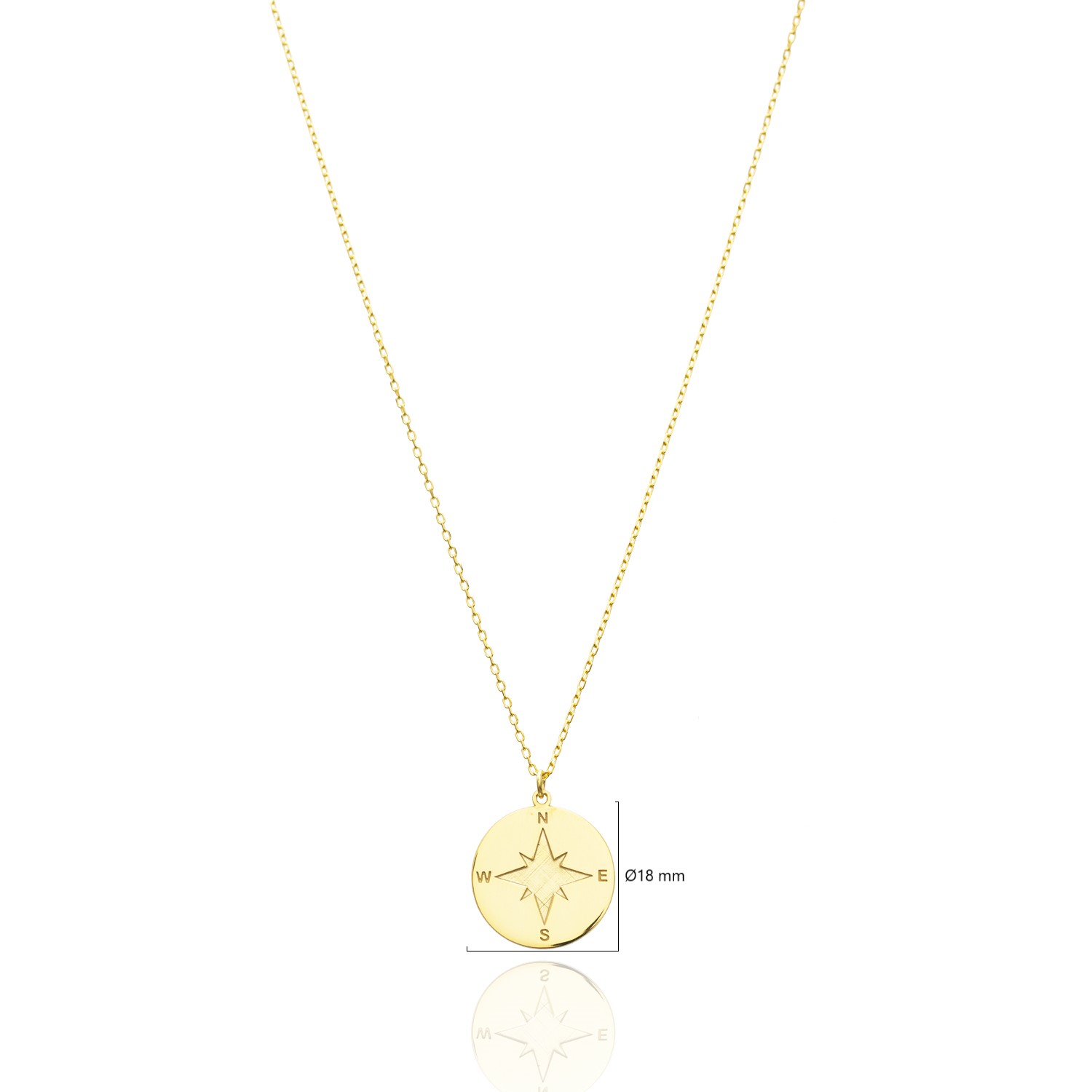 925 Silver Compass Disc Necklace