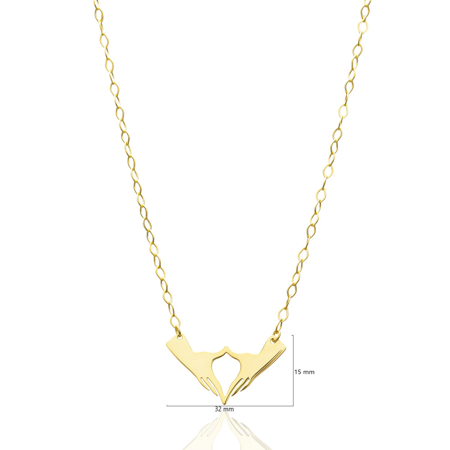 925 Sterling Silver Heart Hands Necklace