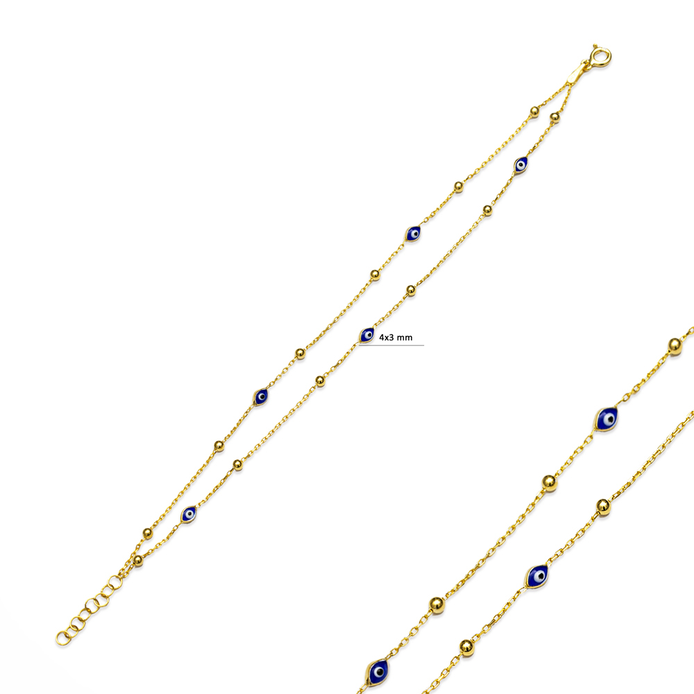 925 Silver Blue Enamel Evil Eye Bracelet