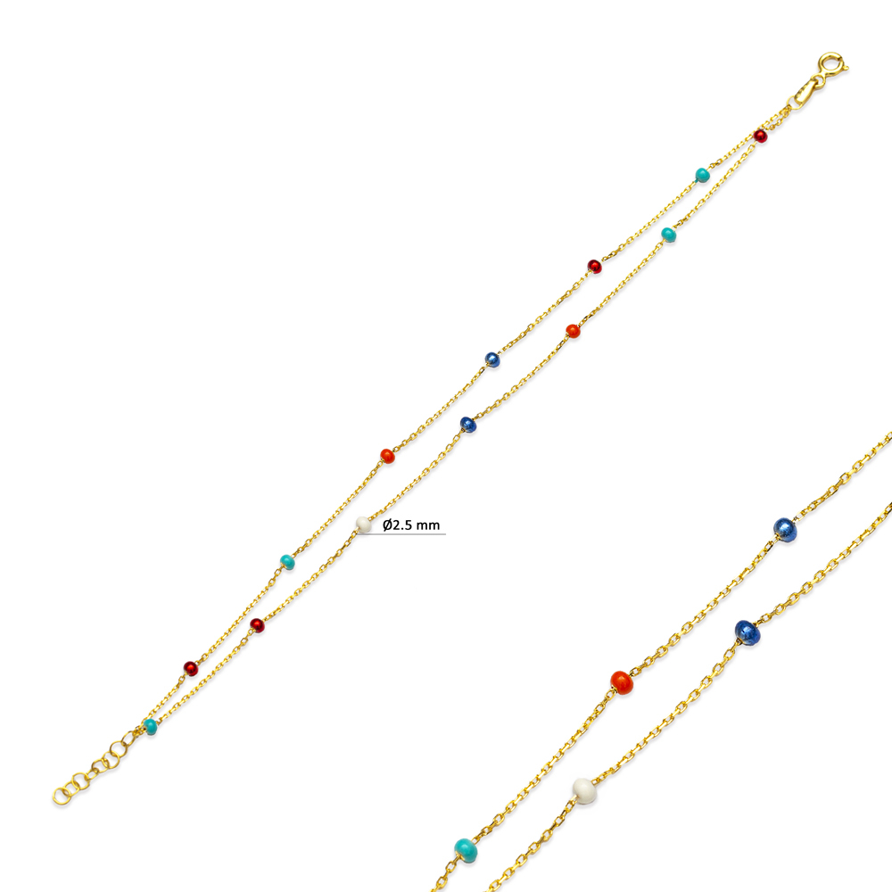 Multicolor Enamel Bead 925 Silver Bracelet